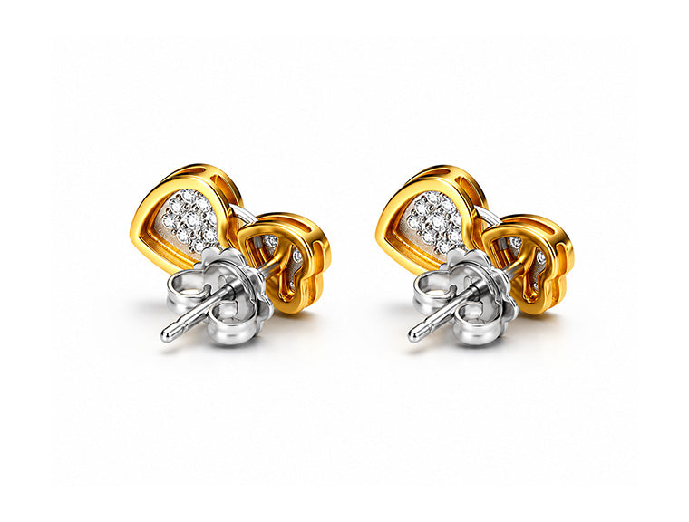 0.91ct Diamond Heart Earrings in 18ct White & Yellow Gold