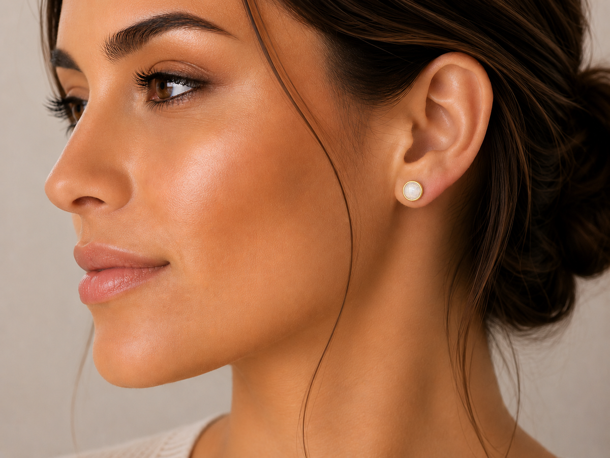 Moonstone and Diamond Earrings in 18ct Yellow Gold – 1.63ct