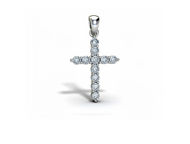 0.75ct Brilliant Cut Diamond Cross Pendant in 18ct White Gold