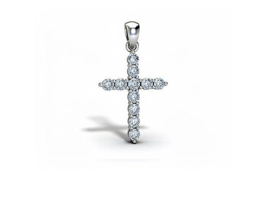 0.75ct Brilliant Cut Diamond Cross Pendant in 18ct White Gold