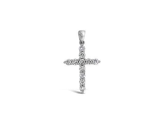 (REF 1408) 0.75ct Diamond Cross Pendant (18ct White Gold)