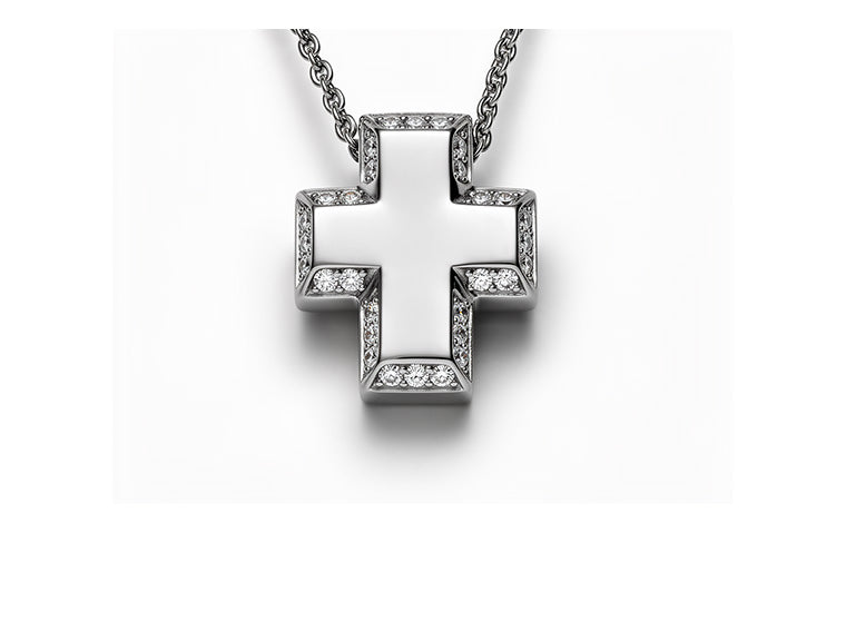0.45ct Diamond Cross Pendant in 18ct White Gold