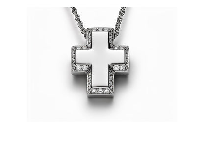 0.45ct Diamond Cross Pendant in 18ct White Gold