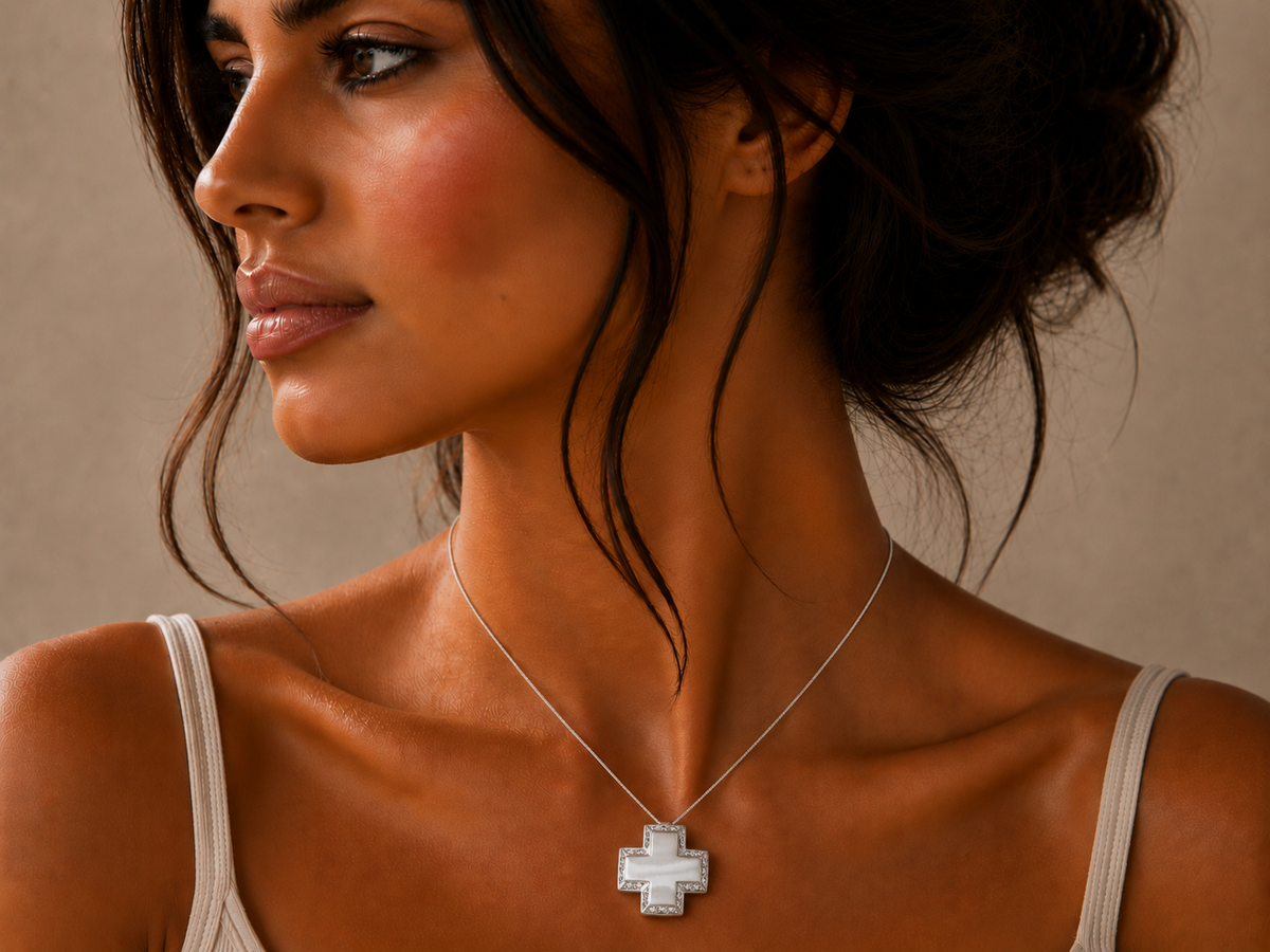 0.45ct Diamond Cross Pendant in 18ct White Gold