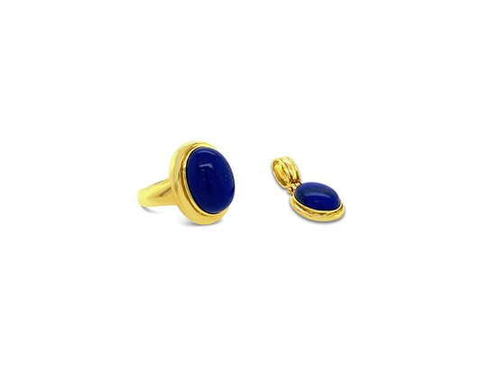 (REF 1420) 13.56g Lapis Lazuli Ring and Pendant (18ct Yellow Gold)