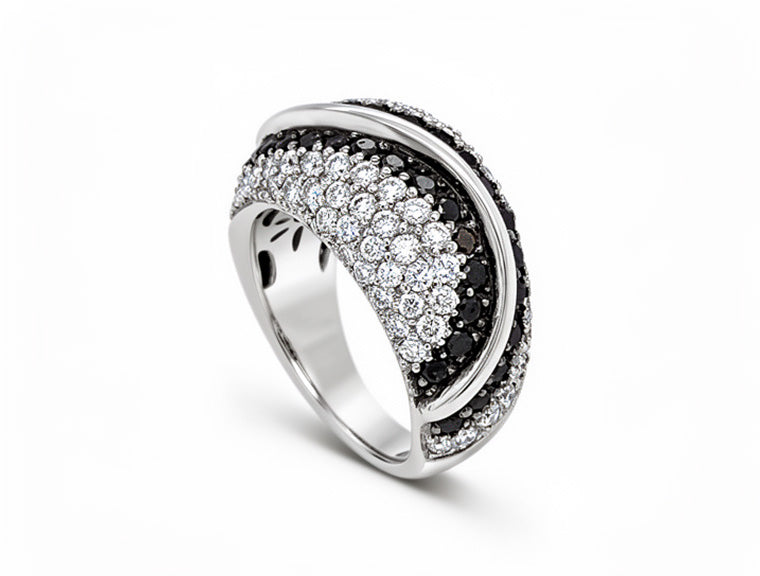 1.17ct White & Black Diamond Pavé Ring – 18ct White Gold