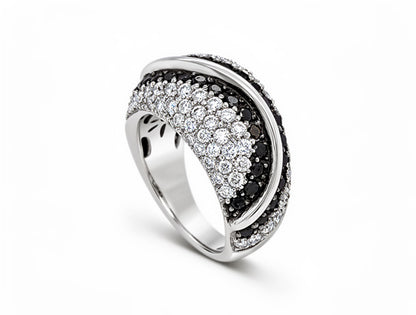 1.17ct White & Black Diamond Pavé Ring – 18ct White Gold