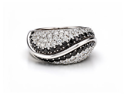 1.17ct White & Black Diamond Pavé Ring – 18ct White Gold
