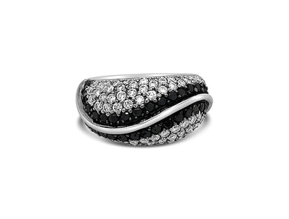 (REF 1435) 1.17ct White 0.80ct Black Diamond Pave Ring (18ct White Gold)