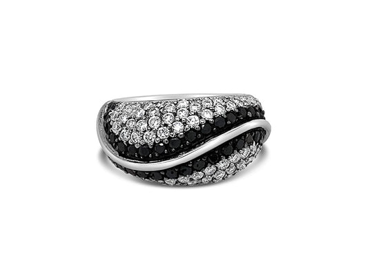 (REF 1435) 1.17ct White 0.80ct Black Diamond Pave Ring (18ct White Gold)