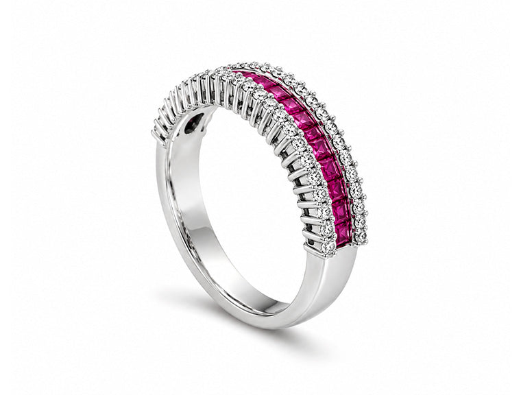 0.73ct Ruby & 0.42ct Diamond Ring – 18ct White Gold