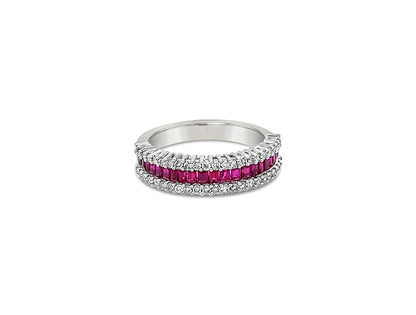 (REF 1446) 0.73ct Ruby 0.42ct Diamond Ruby Ring (18ct White Gold)