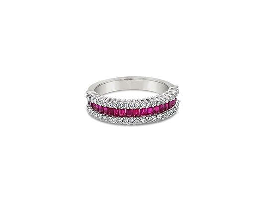 (REF 1446) 0.73ct Ruby 0.42ct Diamond Ruby Ring (18ct White Gold)