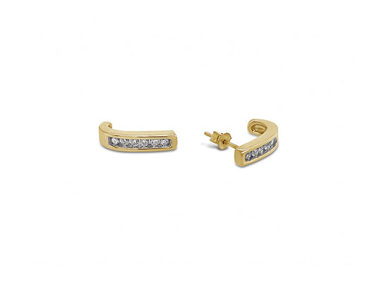 0.04ct Diamond Half Moon Earrings – 9ct Yellow Gold