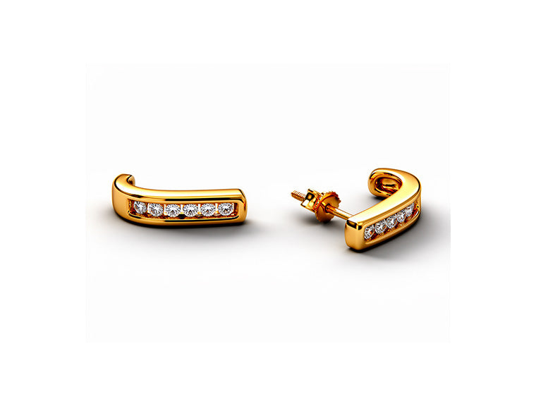 0.04ct Diamond Half Moon Earrings – 9ct Yellow Gold