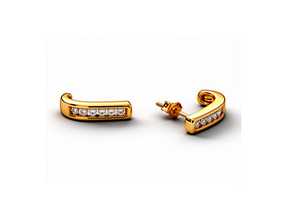 0.04ct Diamond Half Moon Earrings – 9ct Yellow Gold