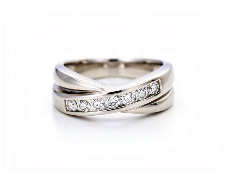 Diamond Cross Over Ring – 18ct White Gold