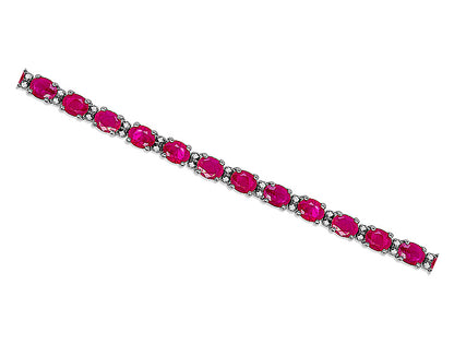 0.36ct Diamond and 11.00ct Ruby Tennis Bracelet in 18ct White Gold
