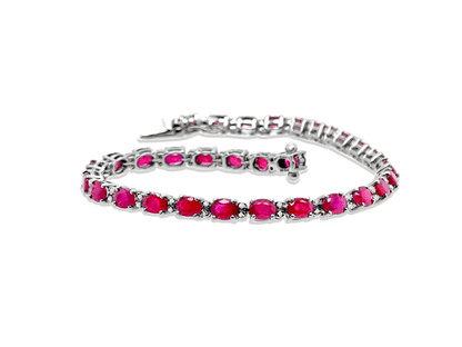 (REF 1514) 0.36ct Diamond 11ct Ruby Tennis Bracelet (18ct White gold)
