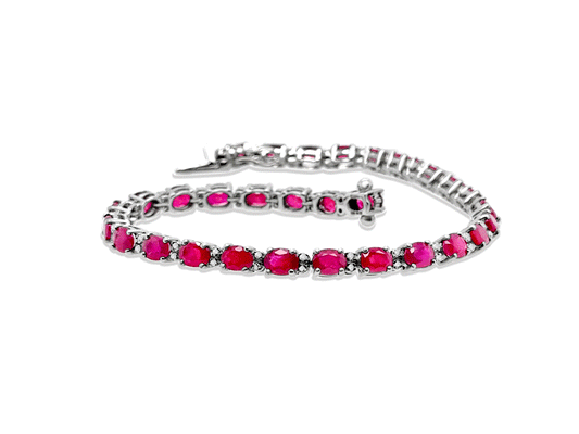 (REF 1514) 0.36ct Diamond 11ct Ruby Tennis Bracelet (18ct White gold)