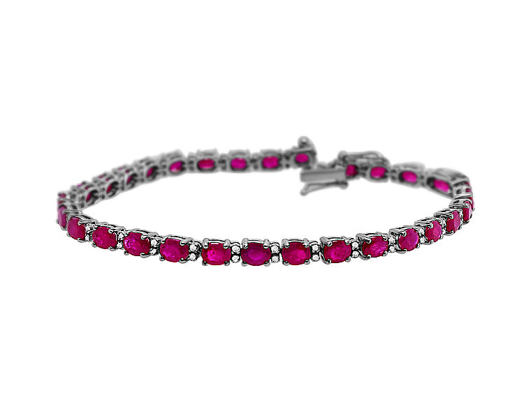 0.36ct Diamond and 11.00ct Ruby Tennis Bracelet in 18ct White Gold