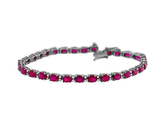 (REF 1514) 0.36ct Diamond 11ct Ruby Tennis Bracelet (18ct White gold)