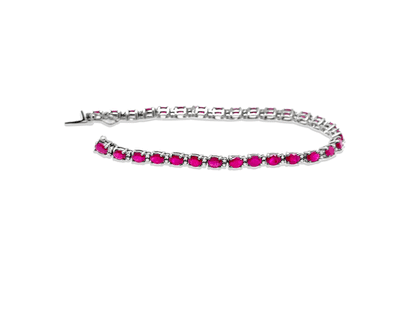(REF 1514) 0.36ct Diamond 11ct Ruby Tennis Bracelet (18ct White gold)