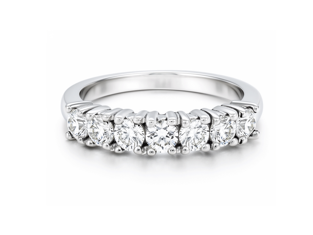 0.64ct Diamond Half Eternity Ring – 18ct White Gold