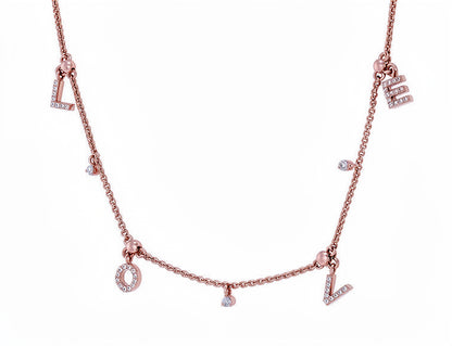 0.21ct Diamond Love Necklace in 18ct Rose Gold
