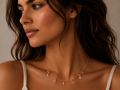 0.21ct Diamond Love Necklace in 18ct Rose Gold