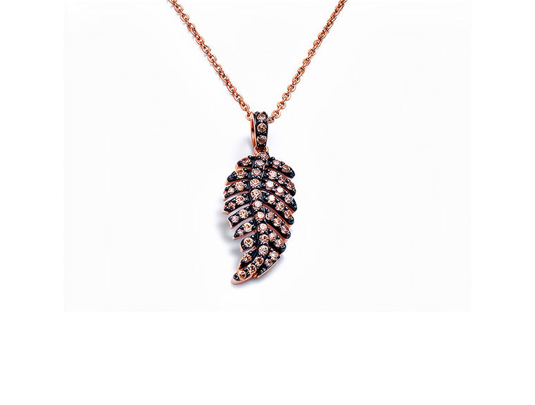 0.68ct Diamond Feather Necklace – 18ct Rose Gold
