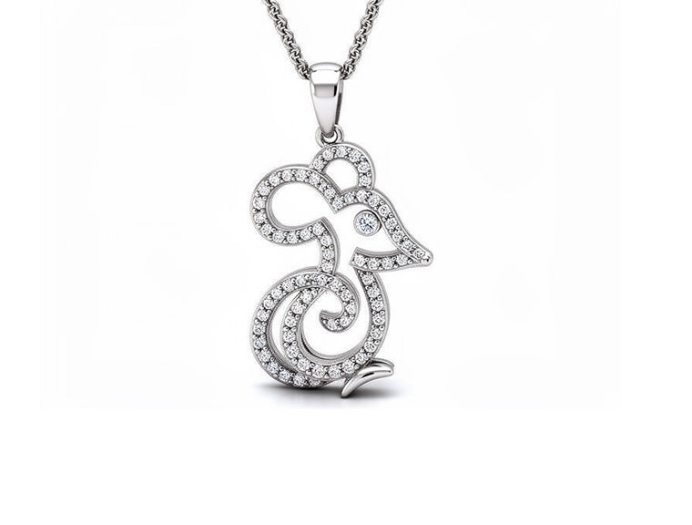 0.28ct Diamond Mouse Pendant – 18ct White Gold