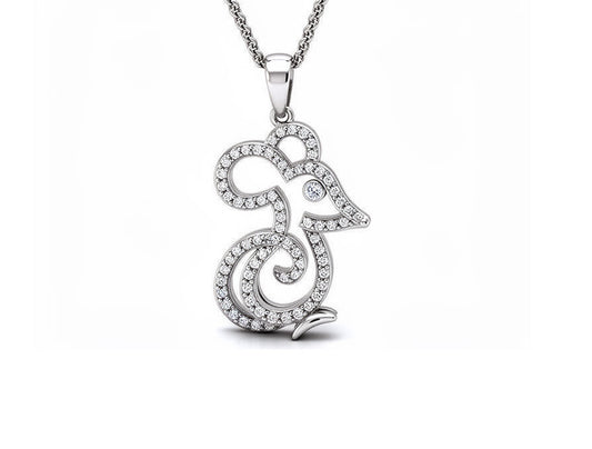 0.28ct Diamond Mouse Pendant – 18ct White Gold