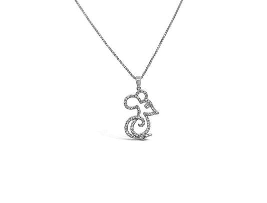 (REF 1594) 0.28ct Diamond Mouse Pendant (18ct White gold)