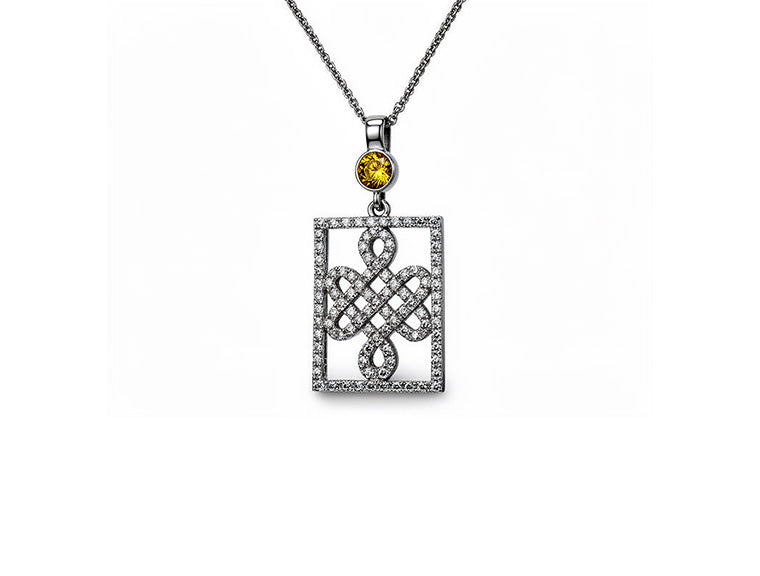 0.65ct Diamond Scroll Pendant in 18ct White Gold