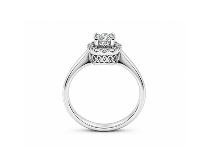 0.37ct Diamond Halo Solitaire Ring – 18ct White Gold