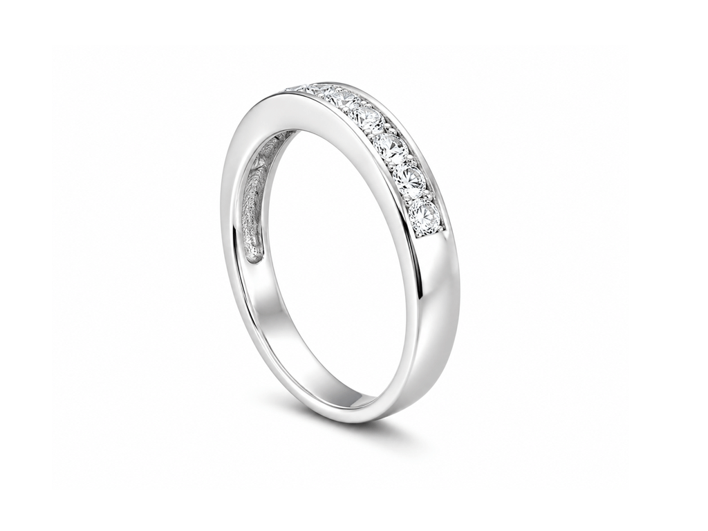 0.71ct Princess Cut Diamond Half Eternity Ring – 18ct White Gold