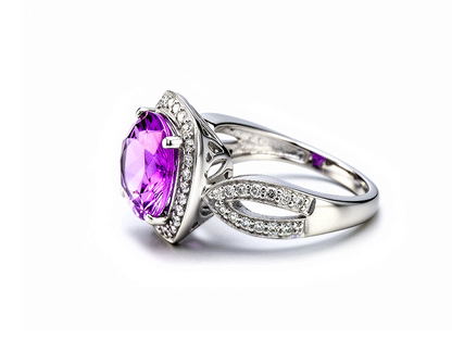 4.19ct Amethyst & 0.55ct Diamond Ring – 18ct White Gold