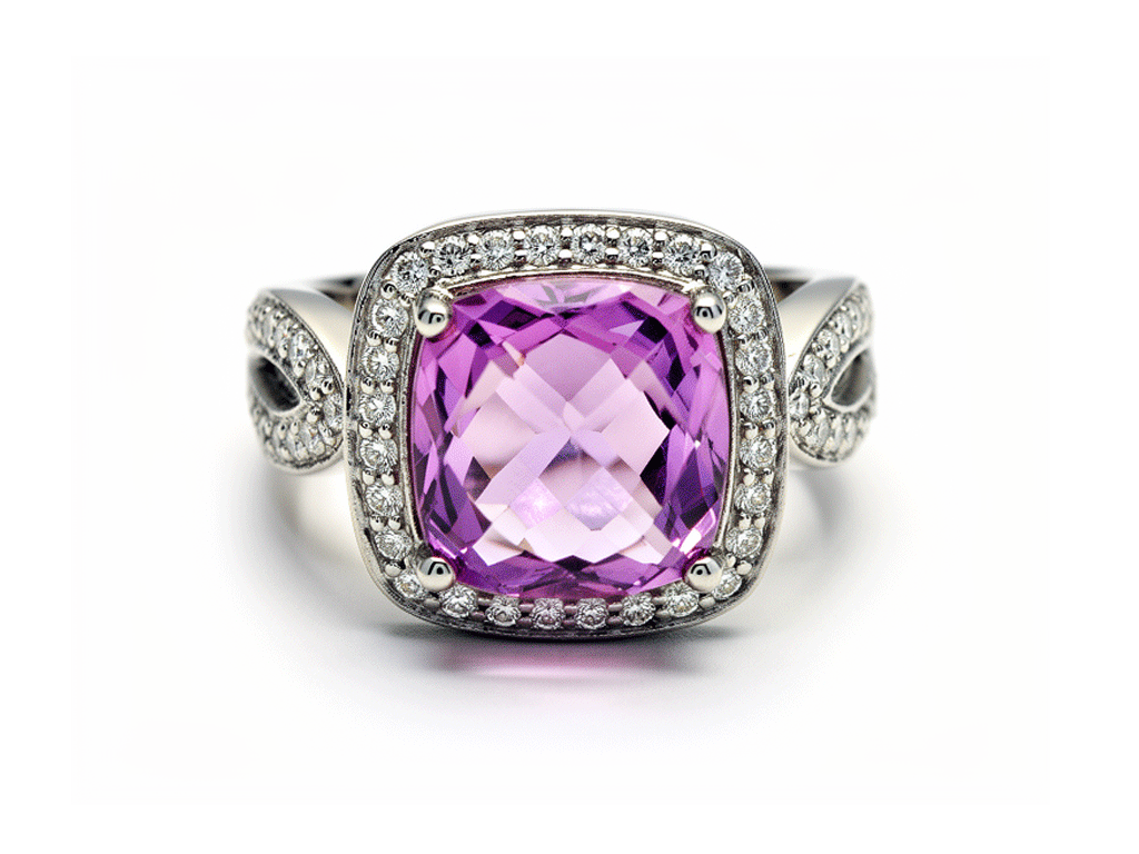 4.19ct Amethyst & 0.55ct Diamond Ring – 18ct White Gold