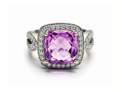4.19ct Amethyst & 0.55ct Diamond Ring – 18ct White Gold