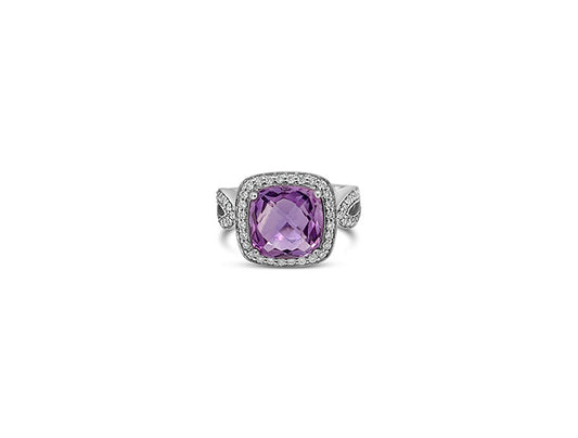 (REF 1613) 0.55ct Diamond Amethyst 4.19ct Ring (18ct White gold)
