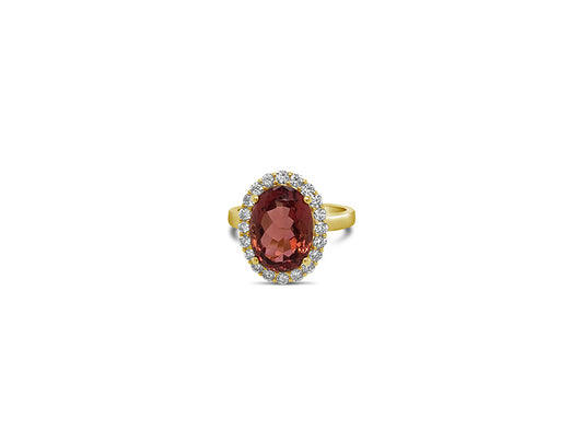 (REF 1615) 0.67ct Diamond 5.39ct Tourmaline Dress Ring (18ct Yellow Gold)