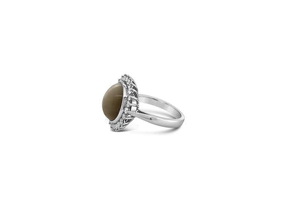 (REF 1616) 0.85ct Diamond 8.38ct Tiger Eye Dress Ring (18ct White gold)