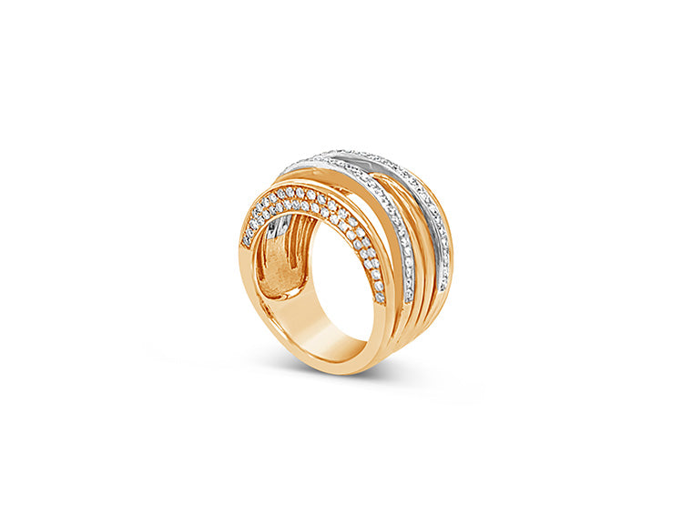(REF 1617) 0.82ct Diamond Dress Crossover Ring (18ct White/Rose gold)