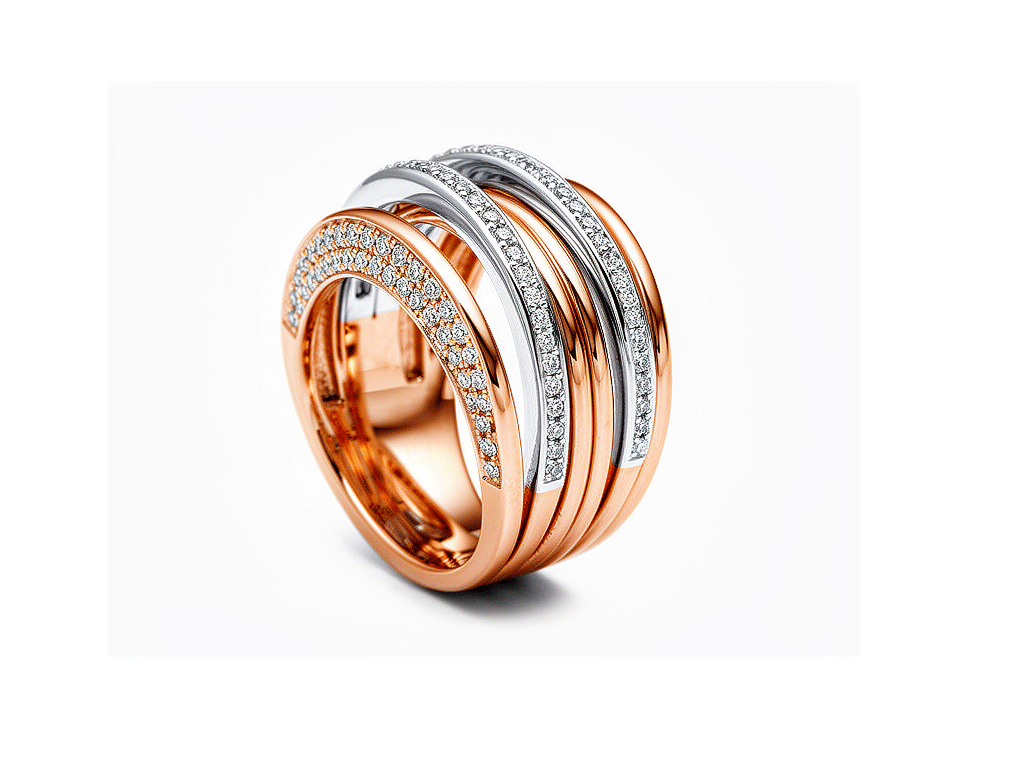 0.82ct Diamond Crossover Dress Ring – 18ct White & Rose Gold