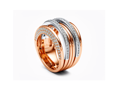 0.82ct Diamond Crossover Dress Ring – 18ct White & Rose Gold