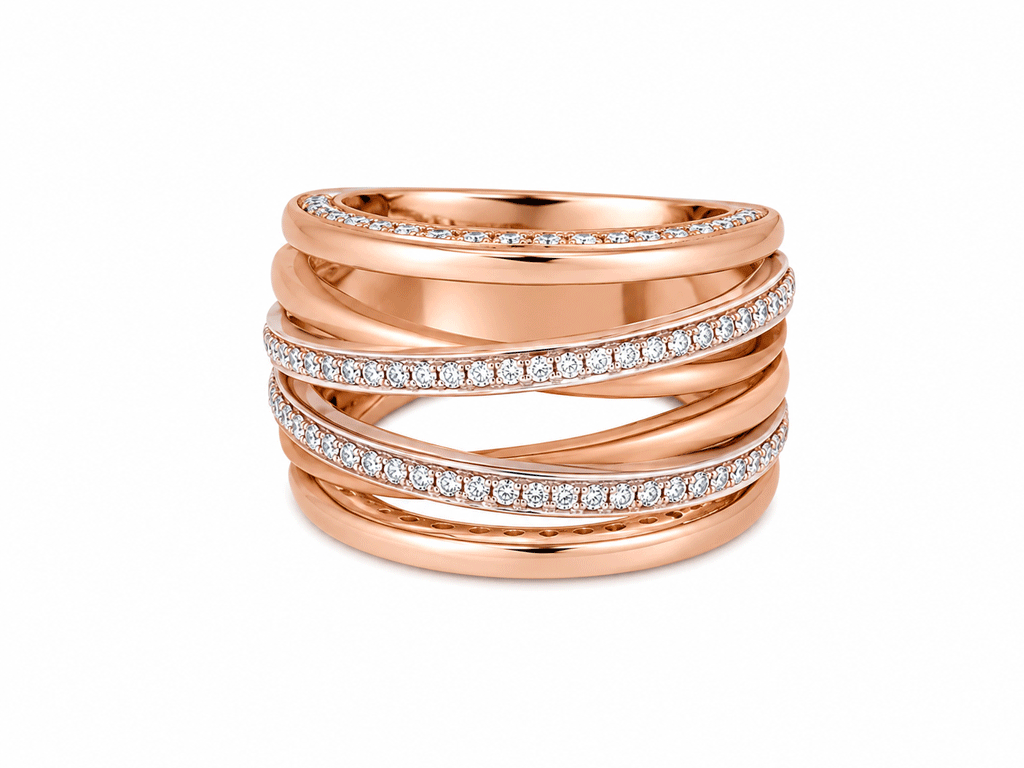 0.82ct Diamond Crossover Dress Ring – 18ct White & Rose Gold