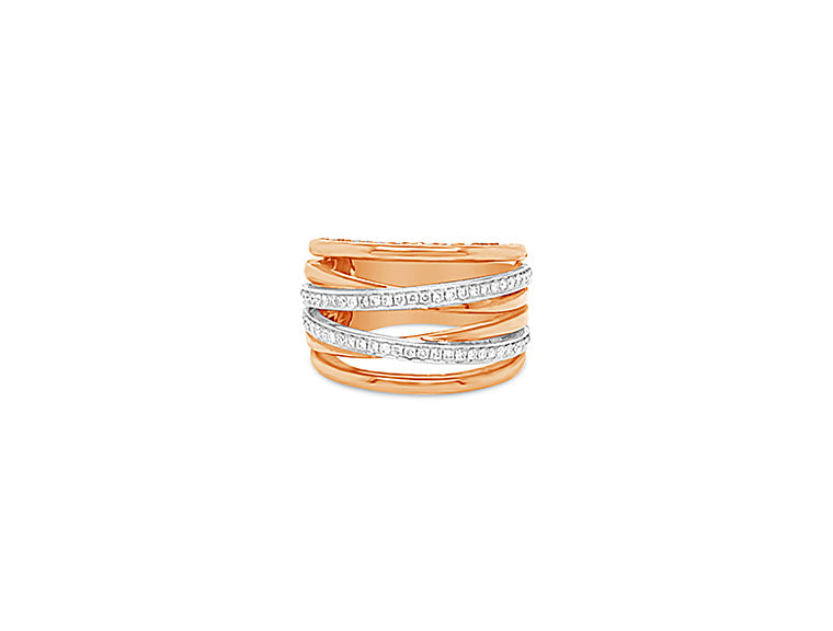 (REF 1617) 0.82ct Diamond Dress Crossover Ring (18ct White/Rose gold)