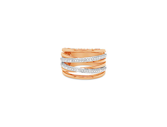 (REF 1617) 0.82ct Diamond Dress Crossover Ring (18ct White/Rose gold)