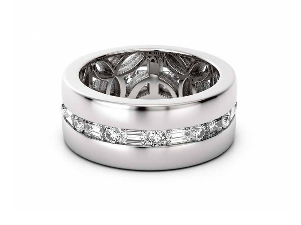 0.61ct Diamond Half Eternity Baguette Ring – 18ct White Gold